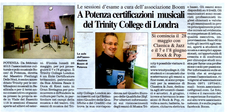 A Potenza certificazioni musicali del Trinity College di Londra