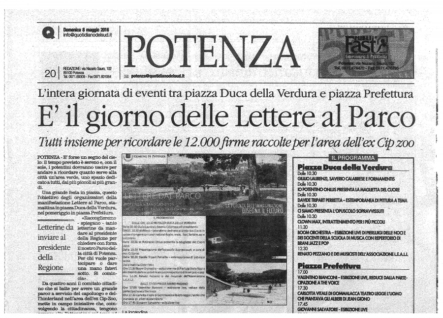 Lettere dal Parco - 8 Maggio 2016